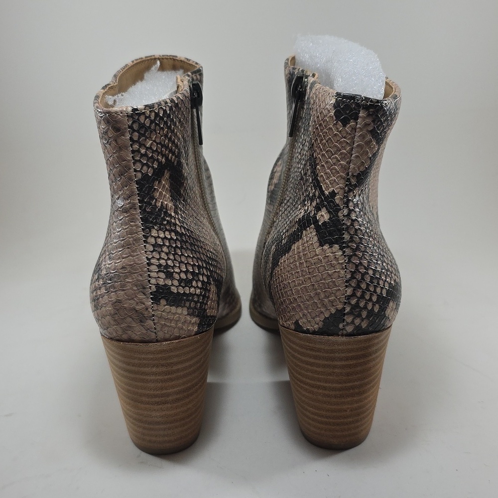 Sun + Stone Beige and Black Snakeskin Ankle Boots - Picture 4 of 9